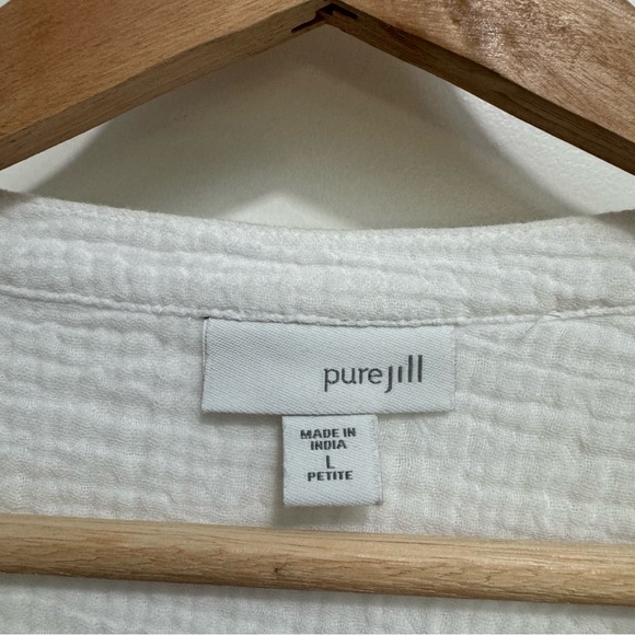 J. Jill PureJill 100% Cotton Gauze Button Front Long Sleeve Top - Picture 12 of 14